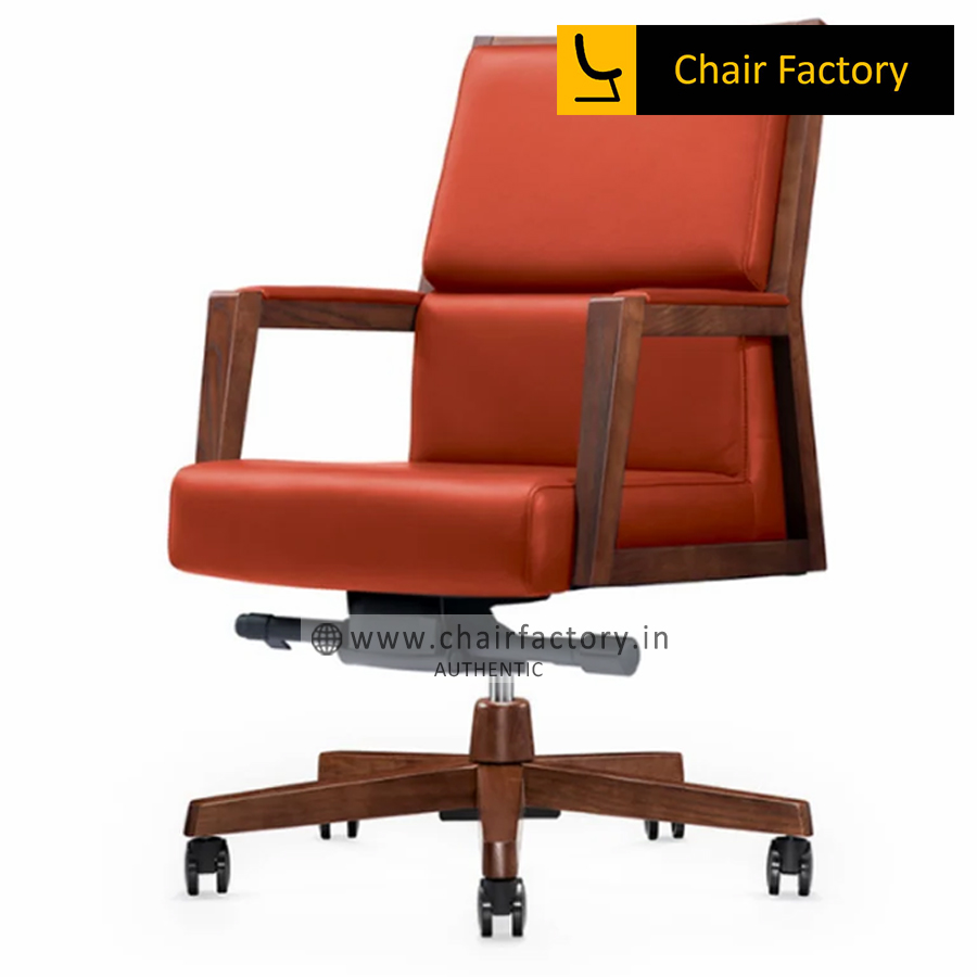 MONTGOMARY MID BACK 100% GENUINE LEATHER RED CHAIR